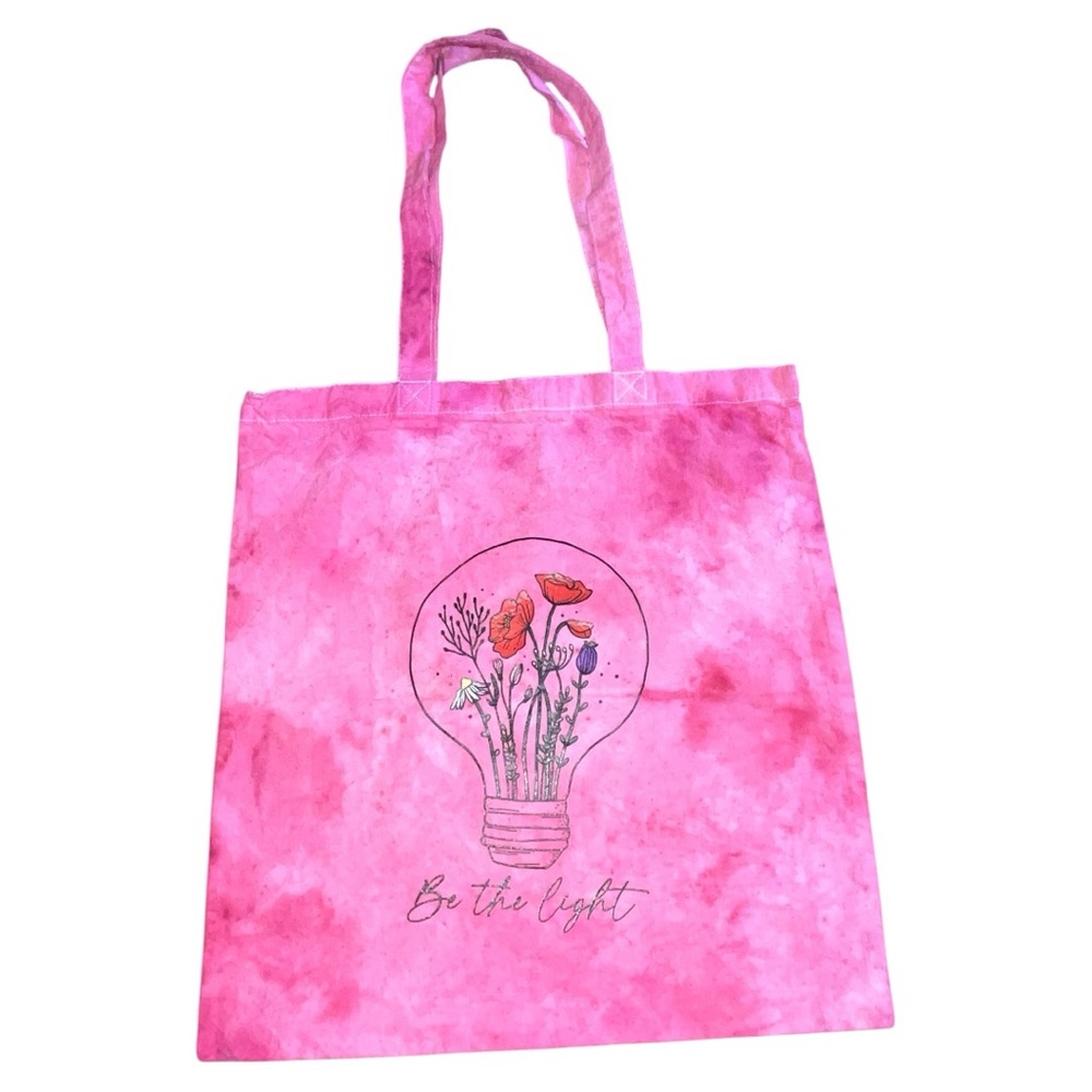 Hand Dyed Tote Bag Pink Two Toned Be the Light